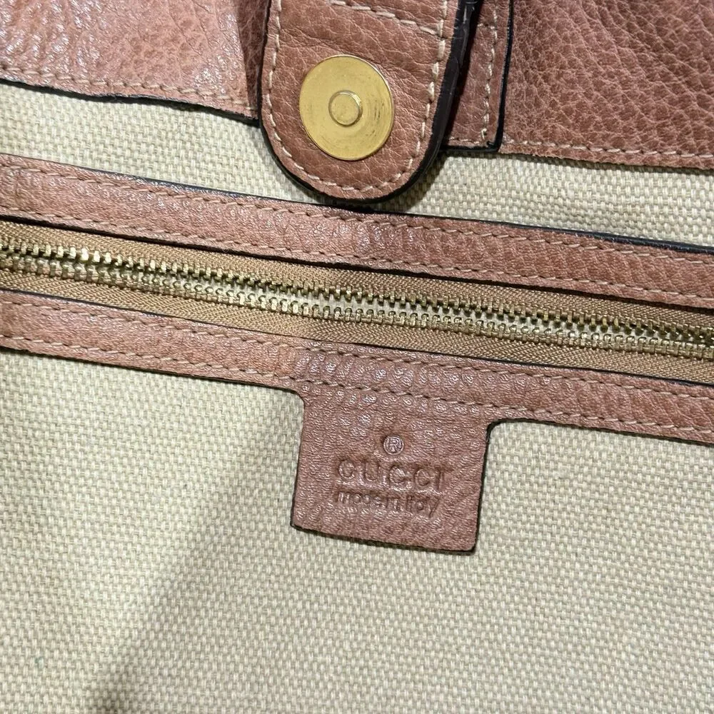 Authentic GUCCI Bamboo Guccissima Leather Tote Bag Brown Tassel 218780